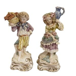 Cordey Cybis 5045 5046  Porcelain Victorian Girl Boy Figurine Vintage Pair